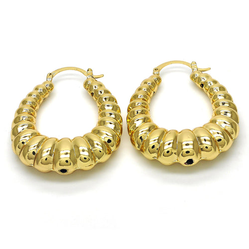 Hollow Light Weight Bamboo Hoops in Gold Layered, Hollow  Bamboo Design, Polished Finish, Gold Tone