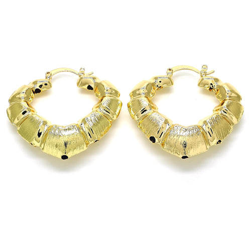 Heart Shape Hollow Light Weight Bamboo Hoops in Gold Layered, Hollow  Bamboo Design, Polished Finish, Gold Tone