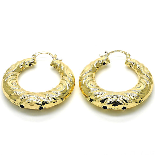 Hollow Light Weight Bamboo Hoops in Gold Layered, Hollow  Bamboo Design, Polished Finish, Gold Tone