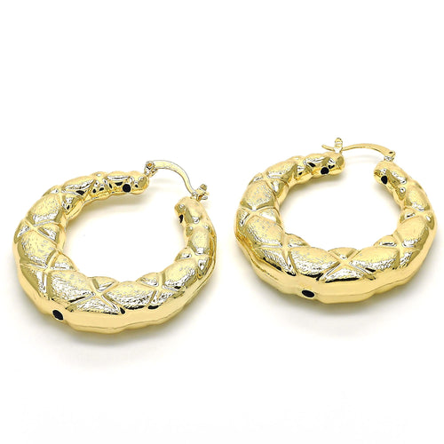 Hollow Light Weight Bamboo Hoops in Gold Layered, Hollow  Bamboo Design, Polished Finish, Gold Tone