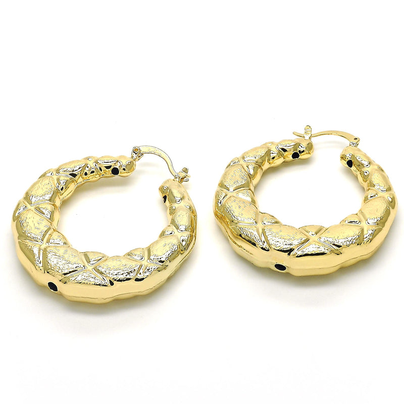 Hollow Light Weight Bamboo Hoops in Gold Layered, Hollow  Bamboo Design, Polished Finish, Gold Tone