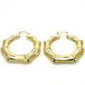 Hollow Light Weight Bamboo Hoops in Gold Layered, Hollow  Bamboo Design, Polished Finish, Gold Tone