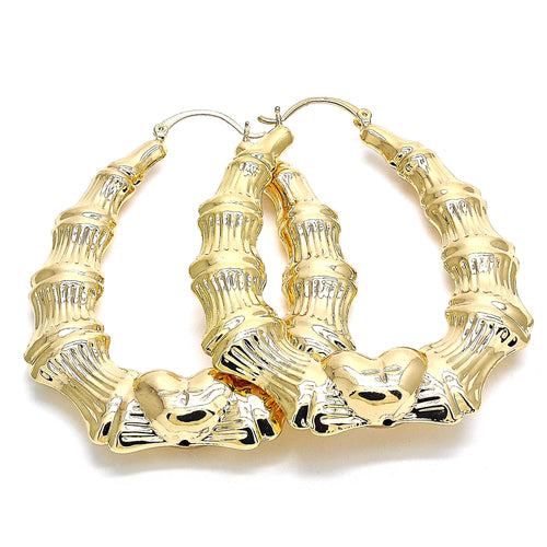 Hollow Light Weight Bamboo Hoops in Gold Layered, Hollow  Bamboo Design, Polished Finish, Gold Tone