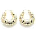 Hollow Light Weight Bamboo Hoops in Gold Layered, Hollow  Bamboo Design, Polished and Brushed Finish, Gold Tone