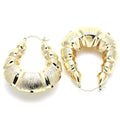 Hollow Light Weight Bamboo Hoops in Gold Layered, Hollow  Bamboo Design, Polished and Brushed Finish, Gold Tone