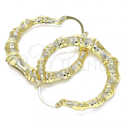 Gold Layered 5.148.006.1.40 Medium Hoop, Bamboo and Hollow Design, Polished Finish, Golden Tone