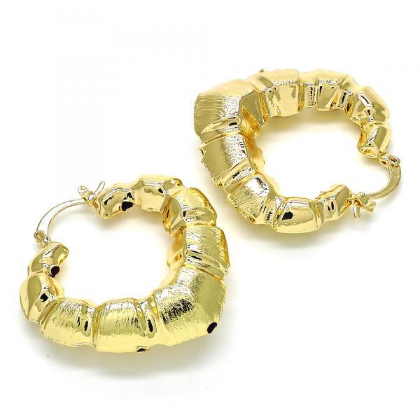 Heart Shape Hollow Light Weight Bamboo Hoops in Gold Layered, Hollow  Bamboo Design, Polished Finish, Gold Tone